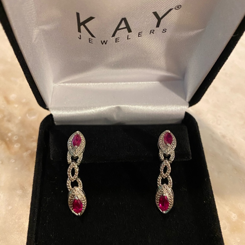 Kay Jewelers ruby drop earrings
